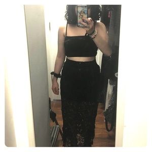 black vintage lace skirt
